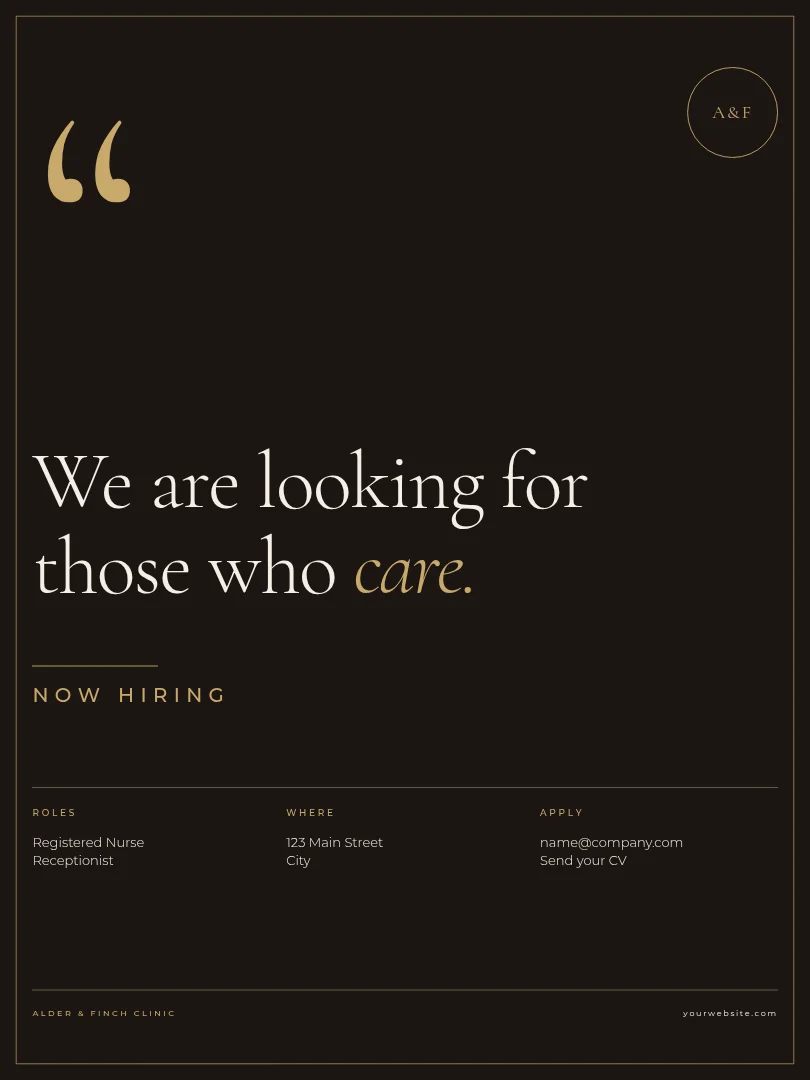 Champagne Quote Care Hiring – Poster template
