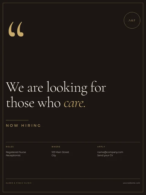 Champagne Quote Care Hiring – Poster template