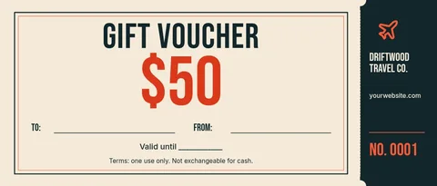 Coral Stub Voyage Voucher – Gift voucher template