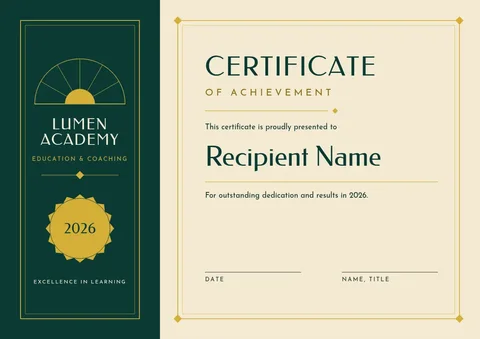 Emerald Fan Deco Certificate – Certificate template