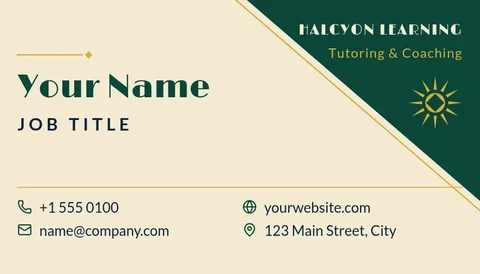 Emerald Sunburst Diagonal Card – Business card template, 2 pages