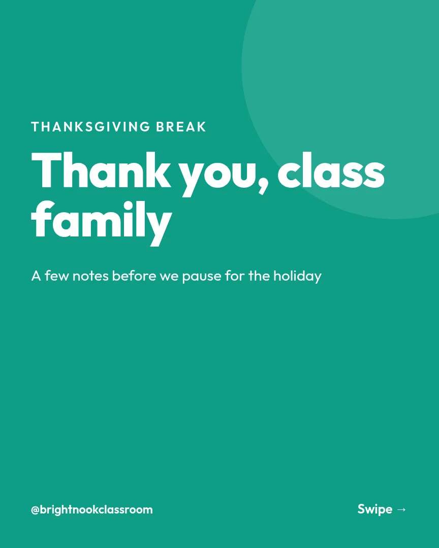 Mint Blob Thankful Class – Instagram carousel template, page 1