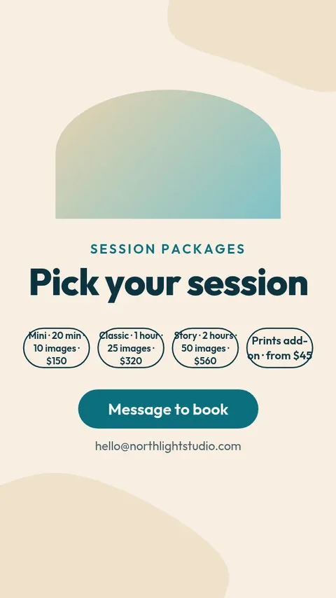 Session Packages Story – Instagram story template