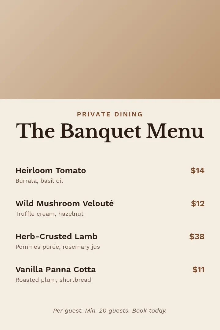 Banquet Menu Pin – Pinterest pin template