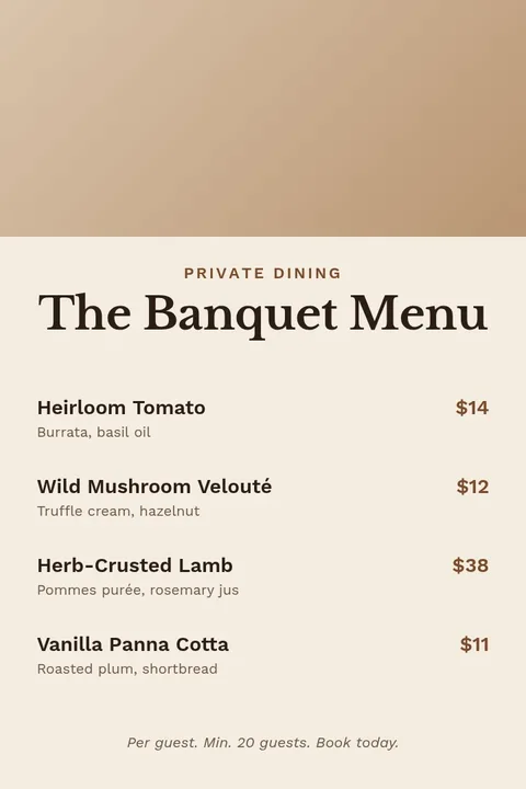 Banquet Menu Pin – Pinterest pin template