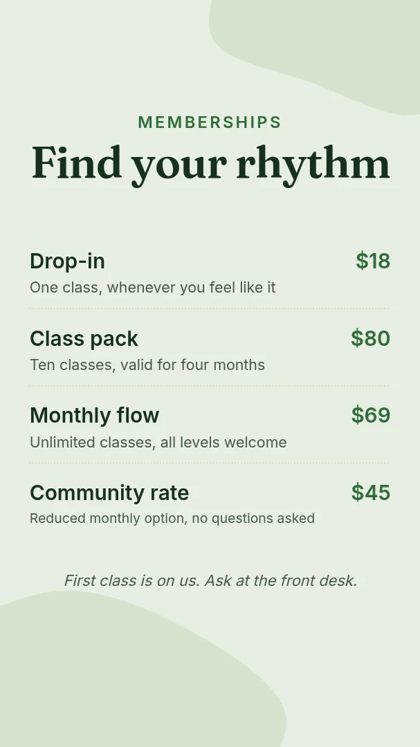 Studio Membership Price Story – Instagram story template