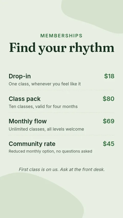 Studio Membership Price Story – Instagram story template