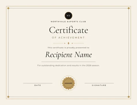 Ivory Hairline Esports Award – Certificate template