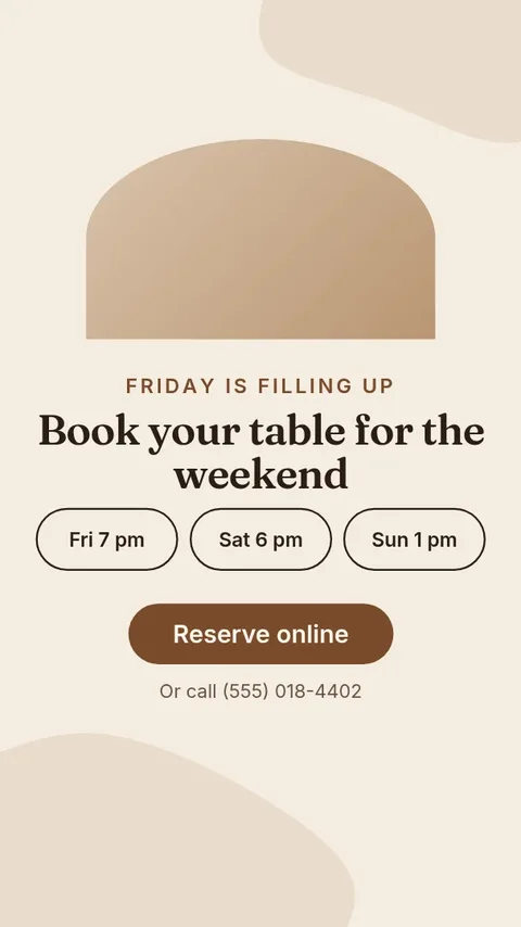 Table booking reminder – Instagram story template