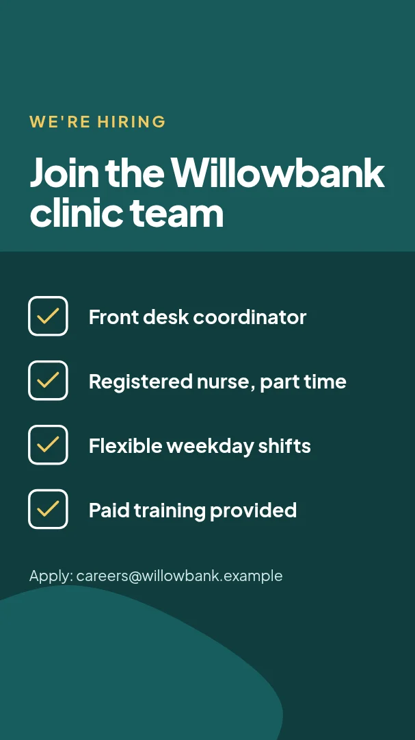 Clinic Hiring Story Checklist – Instagram story template