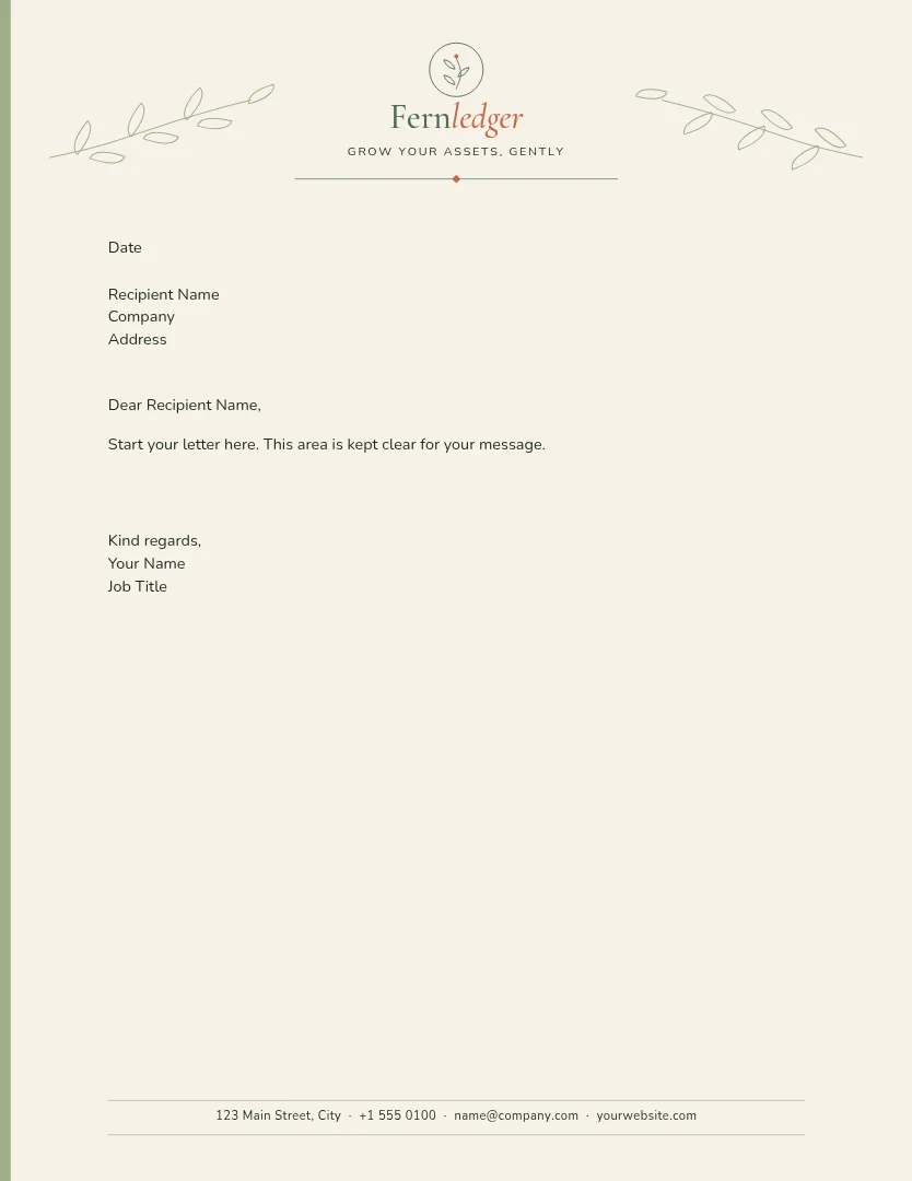 Sage Fern Crest Letterhead – Letterhead template