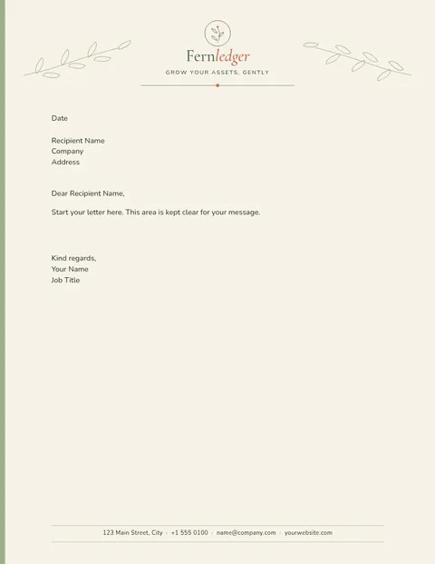 Sage Fern Crest Letterhead – Letterhead template