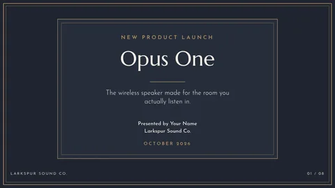 Brass Mat Speaker Launch Deck – Presentation template, 8 pages
