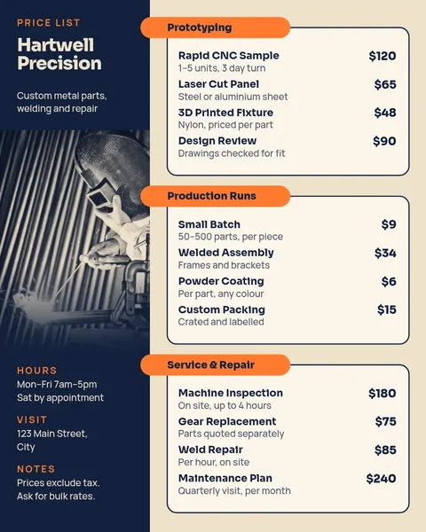 Foundry Split Boxed Price List – Menu template