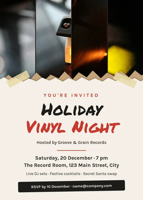 Torn Groove Holiday Invitation – Invitation template
