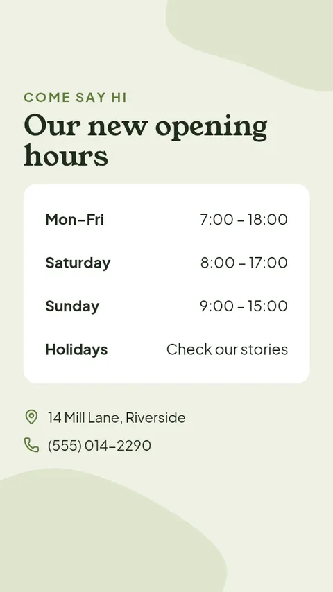 Opening hours – Instagram story template