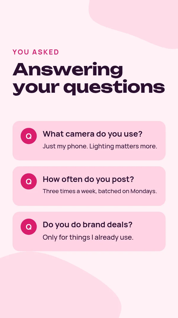 Fan Q&A answers – Instagram story template