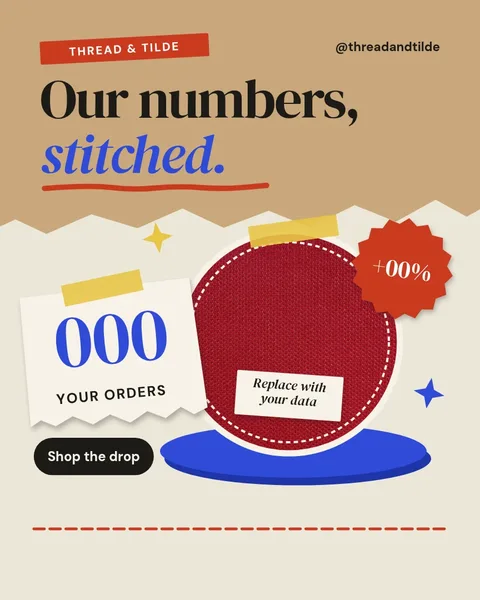Stitched Numbers Collage – Instagram post template
