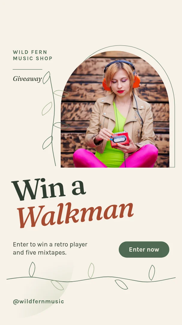 Fern Stem Walkman Giveaway – Instagram story template