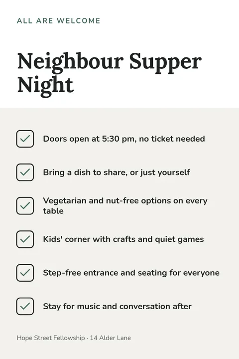 Community Supper Night Checklist – Pinterest pin template
