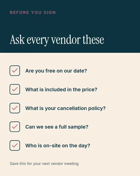 Vendor Questions Checklist – Instagram post template
