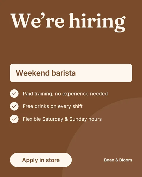 Hiring baristas – Instagram post template