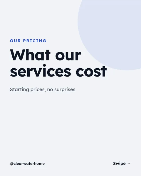 Clear Service Price Guide – Instagram carousel template, 6 pages