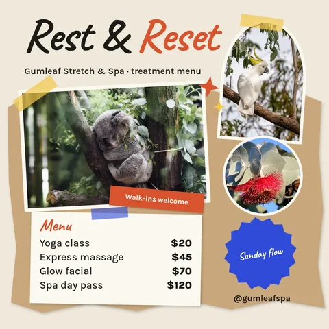 Kraft Koala Rest Menu – Instagram post template