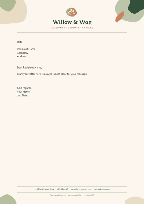 Willow Paw Blob Letterhead – Letterhead template