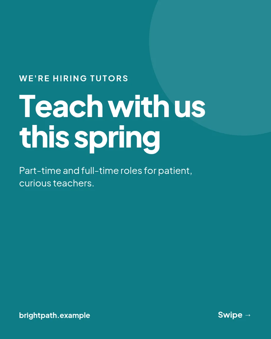 Join Our Teaching Team – Instagram carousel template, page 1