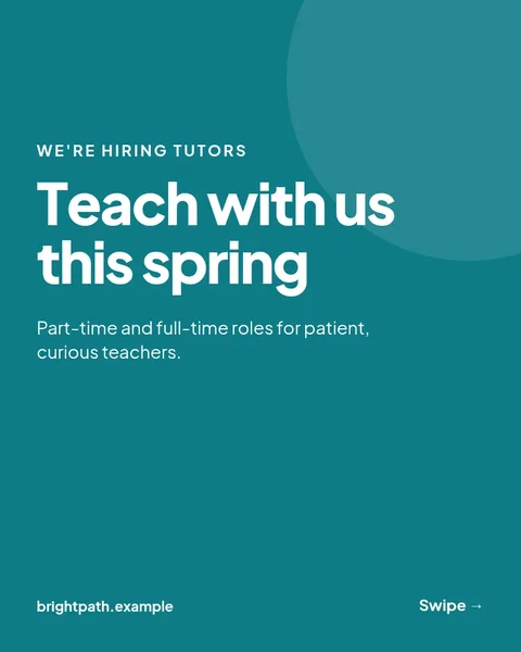 Join Our Teaching Team – Instagram carousel template, 6 pages