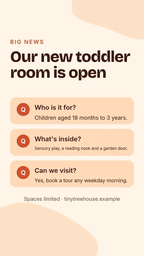 New Toddler Room Opening – Instagram story template