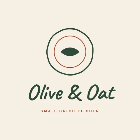 Olive Oat Hand-Drawn Plate – Logo template