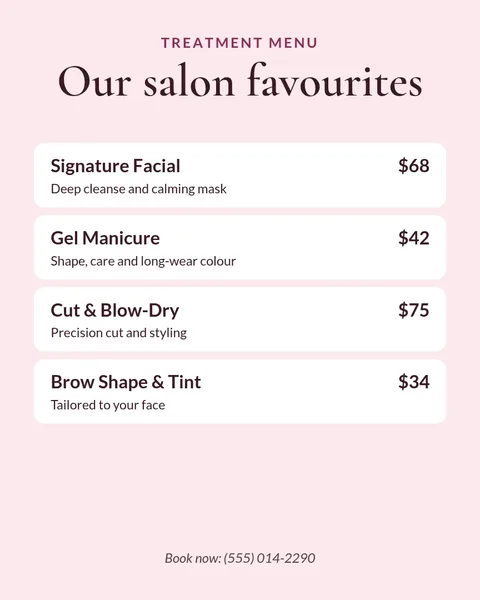 Soft Glow Price List – Instagram post template