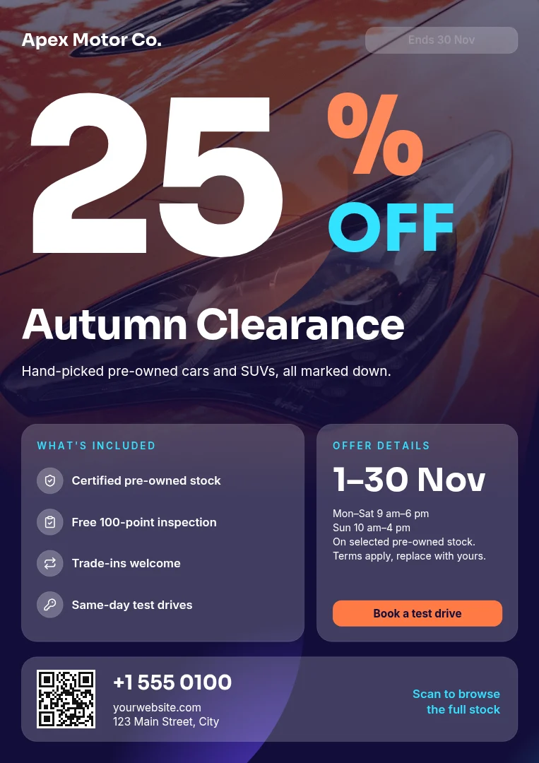 Orange Glass Numeral Sale – Flyer template