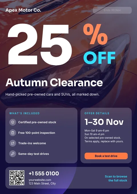 Orange Glass Numeral Sale – Flyer template