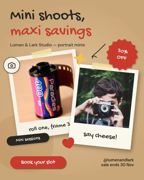 Cork Board Mini Session Sale – Instagram post template