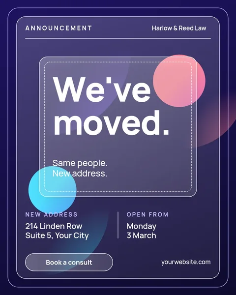 Nested Glass Moving Notice – Instagram post template