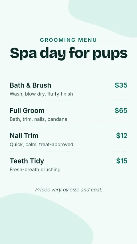Grooming Menu Story – Instagram story template