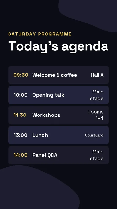 Event agenda – Instagram story template