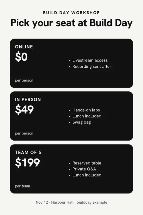 Product Workshop Pricing Pin – Pinterest pin template