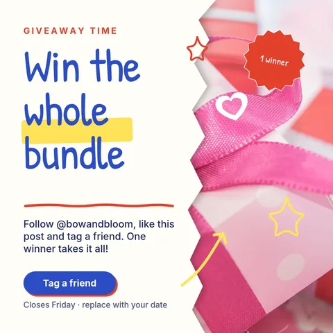 Torn Notebook Bow Giveaway – Instagram post template