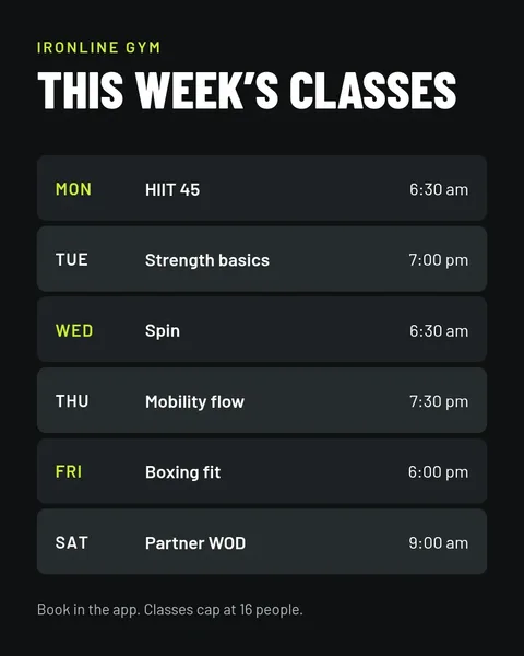 Class schedule – Instagram post template