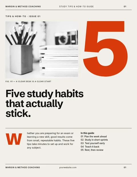 Vermilion Numeral Study Guide – Document template, 2 pages