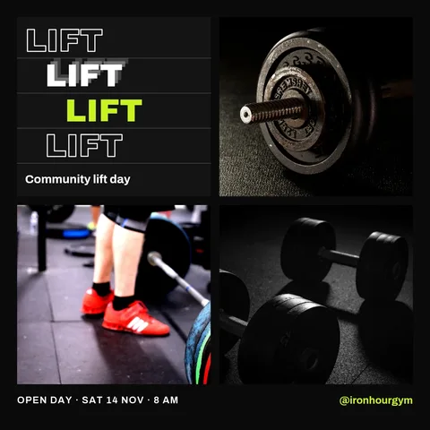 Lime Echo Iron Hour Grid – Instagram post template