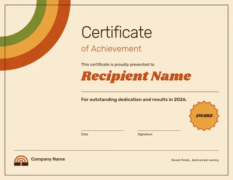 Sunny Arc Corner Certificate – Certificate template