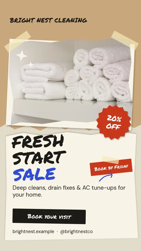Fresh Start Torn Towel Collage – Instagram story template