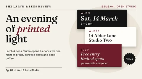 Floating Folio Open Studio – X post template