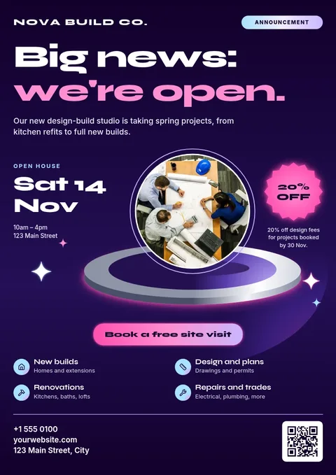 Chrome Stage Studio Opening – Flyer template