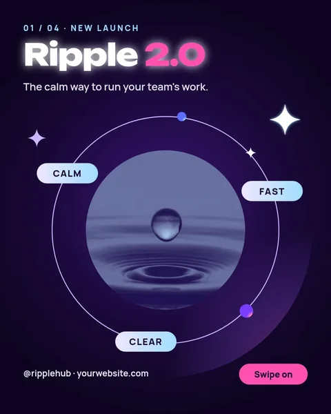 Chrome Orbit Launch Run – Instagram carousel template, 4 pages